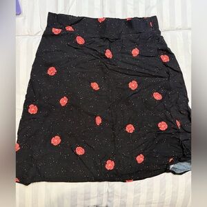 Rachel Black Skirt with Red Floral Design